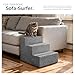tectake® Hundetreppe oder Katzentreppe, Haustiertreppe, Einstiegshilfe mit waschbarem Bezug, extra Flache Treppenstufen, Tiertreppe für Sofa, Bett oder Auto (grau, 37 x 45 x 34,5 cm, 3)