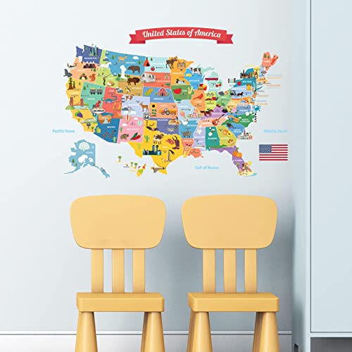 DECOWALL SG2-1906 USA Kids Wall Stickers Wall Decals Peel and Stick Removable Wall Stickers for Kids Nursery Bedroom Living Room décor