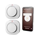 WARROXIDE WiFi Smoke Detectors for Home,Photoelectric Wireless Fire Alarms Replaceable Battery Powered,Portable Smoke Alarm with Test/Mute Button,Attic Smoke Detector,2 PCS(Battery Not Included)