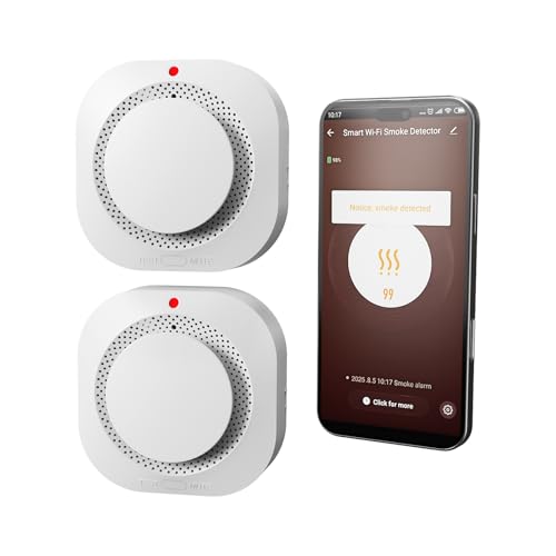 WARROXIDE WiFi Smoke Detectors for Home,Photoelectric Wireless Fire Alarms Replaceable