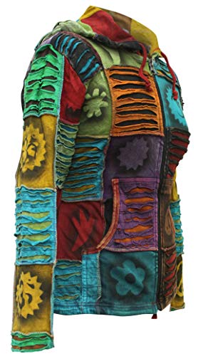 Shopoholic Fashion Slashed Patchwork Pixie Hippie Hoodie Jacket for Women, Lightweight Zip Up Sweater Cardigan2