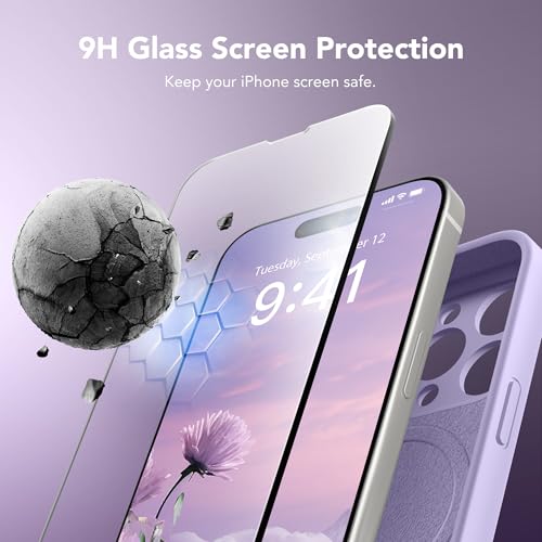 Image of Magnetic for iPhone 15 Pro Case, Compatible with MagSafe, [Full Camera Protection][Screen Protector] Silicone Shockproof Protective Phone Case for iPhone 15 Pro 6.1 inch, Clove Purple