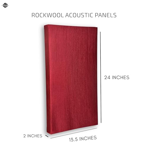 Image of Acoustic Rockwool Sound Absorption Panels 24 inch x 12 inch x 2 inch (Set of 2) | NRC 0.9 Noise Reduction Wall Panels | Rock Wool for Soundproofing Studio, Home & Office (Red)