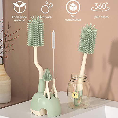 Baby Bottle Brush, Long Handle Silicone Bottle Brush Baby Bottle Brush Set For Baby Breast Pumps, Nipples, Breastmilk Storage Bag, Reusable Straws, Sippy Cups Bottle Brush With Stand #TOP7