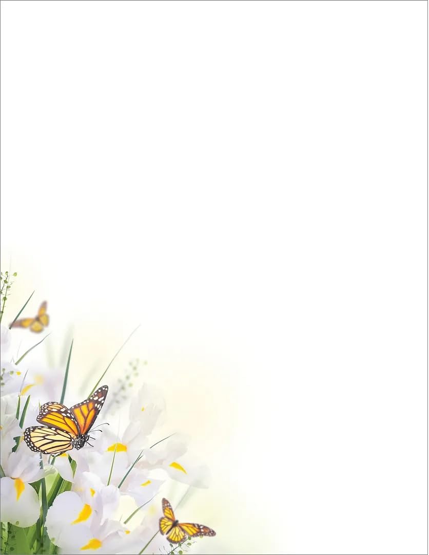 Great Papers! Briefpapier 2025004 Briefkopf, Frühlingsblüten-Schmetterling, 21,6 x 27,9 cm, druckerfreundlich, 50 Blatt