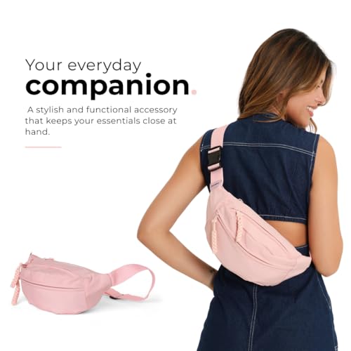Image of Tressential Waist Bag for Men Women | Cross Body Fanny Pack Sling Bag for Hiking, Travel, Camping, Outdoor Sports, Cycling | Money Belt with Adjustable Strap (Pink)