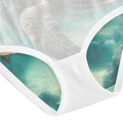 Toddler Girl Panties, Vintage Ocean Sea Turtle Cotton Girls Underwear, 2–8 Years4