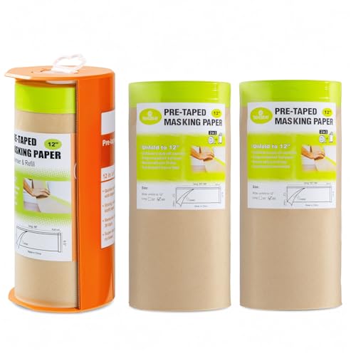 Pre-Taped Masking Paper with Dispenser (12x66')