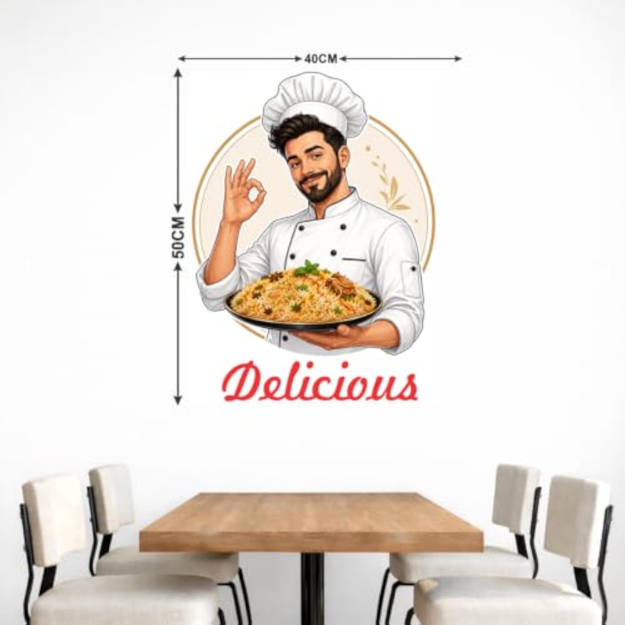 Chef Wall Sticker - Chef Holding Biryani Food Wall Decal