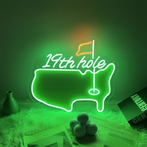 Golf Led Neon Sign, 19Th Hole Neon Light For Wall Decor, Dimmable Led Neon Lamp For Man Cave, Home Bar, Game Room, Club Decor