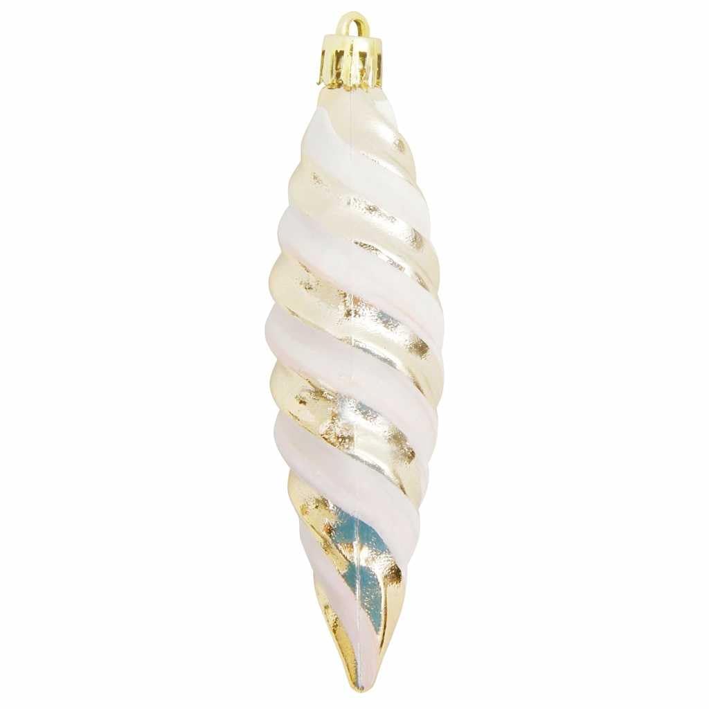 Weihnachtliche Spiralenform Kugeln aus Kunststoff champagnerfarben 40 Stück 3 x 11 cm moderner Weihnachtsbaumschmuck Anhänger Deko für Tannenbaum und Adventsstimmung