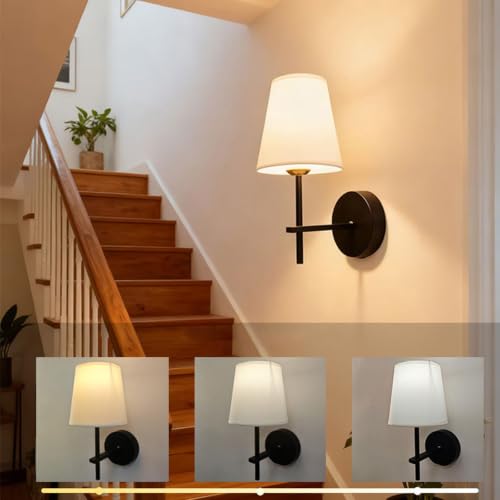 Apliques de pared LED con pantalla de tela y diseño de base redonda 6