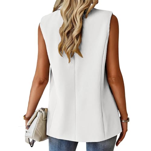 Women's Sleeveless Blazers Business Casual Blazer Vest Open Front Blazers Suit Work Office Waistcoat Lapel Jacket Vests3