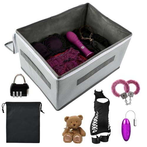 Discreet Lockable Toy Bag Storage Organizer Women and Men Game Toys Lock Box with Combination LockStorage Bag 11.8 x 9.4 x 7 Inches for Clothes Container(COLOR:1)