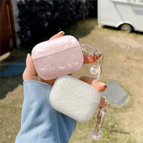 Image of OTOPO for Cute Airpods Pro 3 Gen Case Girl Women 2025 with Cleaner Kit, Glitter Shell Pattern Apple iPod Pro 3rd Generation Protective Cover Skin with Pearl Shell Keychain, Colorful