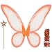 Funcredible Fairy Costume Accessories Set - Fairy Wings, Fairy Wand with Fairy Glitter - Orange Tooth Fairy Wings - Halloween Party Favors