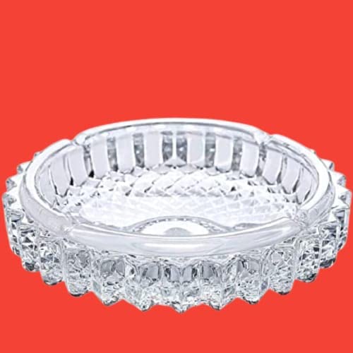 Mirakii Round Crystal Cut Clear Glass Ashtray for Home and Hotels & Bar - Image 3 thumbnail