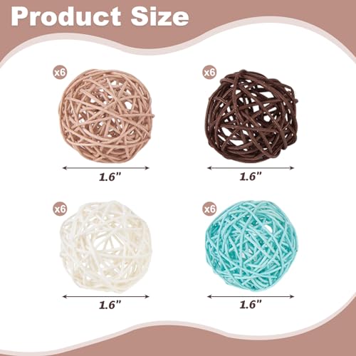 Futureplusx HF0260 24Pcs Mini Wicker Rattan Balls, 1.6Inch Decorative Balls Orbs Vase Fillers Bowl Fillers thumb #1