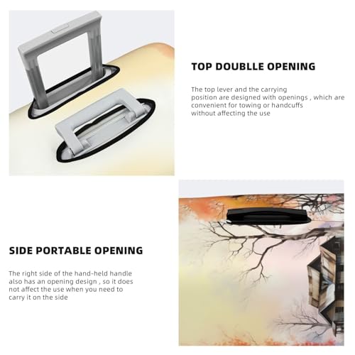 Luggage Cover Protector Washable Stretch Suitcase Protector Old House and Trees Suitcase Cover Anti-Scratch Travel Baggage Covers Fits 18-32 Inch Luggage Protectors4