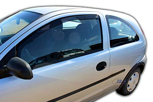 J&J AUTOMOTIVE Heko Déflecteurs d'air et de Vent pour Opel Corsa C 3P. Berline 2000-2006, Lot de 2pcs, Teintés, Avant et Arrière, Aérodynamique