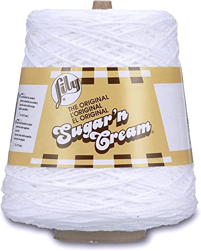 Image of Lily Sugar N Cream Cones White Yarn - 1 Pack of 14oz /400g - Cotton - #4 Medium - 706 Yards - Knitting /Crochet