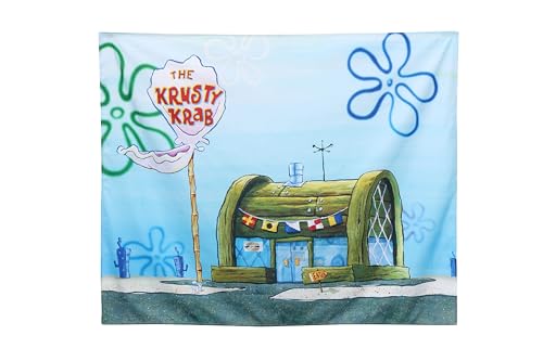 POP Creations SpongeBob Krusty Krab Landscape Tapestry 60x48 Funny Wall Hanging Banner Cool Meme Poster Aesthetic Decor for Dorm