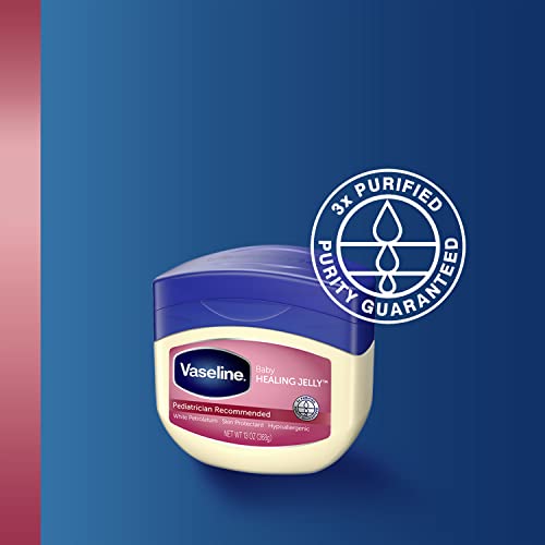 Vaseline, 100% Pure Petroleum Jelly Baby, Dermatologist Recommended, Hypoallergenic, Skin Protectant, Treat & Prevent Diaper Rash and Chafed Skin, Seals out Wetness, 2 pack -13 oz ea