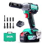 DCA Chave de Impacto Sem Fios Brushless 20V com Bateria de 4,0Ah – Encaixe de 13 mm, Binário Alto de 320 N.M, Chave de Potência com 4 Modos – Para Automóveis e Bricolagem ADPB320