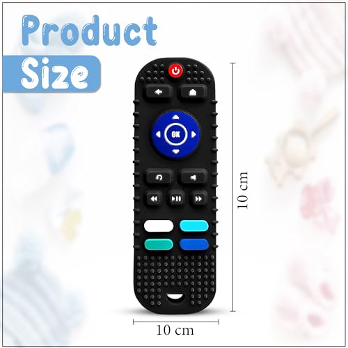 Image of GLUN BPA Free Silicone Remote Shape Teether For Growing Babies, Pack of 1 Black Colour Remote Teether for 6 To 12 Months Baby, Helps Biting Skills Development, Colour & Shape Recognition, Toys For Babies