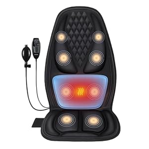 Back Massage Chair Pad with 3D Lumbar Support, Electric Back Massager for Pain Relief, Massage Seat Cushion with 3 Vibration Intensities & 2 Heat Levels