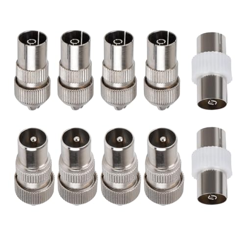 4 Male & 4 Female & 2 Female to Female TV Aerial Coaxial Cable Connectors Adaptor, 10 PCS TV Aerial Connectors, F Connector Adaptor, Coaxial TV Aerial Connectors, for RF Cable