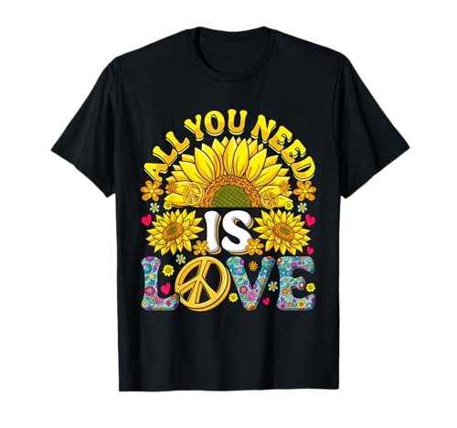 All you need is LOVE Flower Power Liebe 60er 70er Hippie T-Shirt