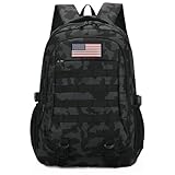 CGYCSY 19'' Camo Backpack for Boys - Waterproof Tactical Bookbag for 15.6' Laptop Sleeve & MOLLE System for School Camping Travel