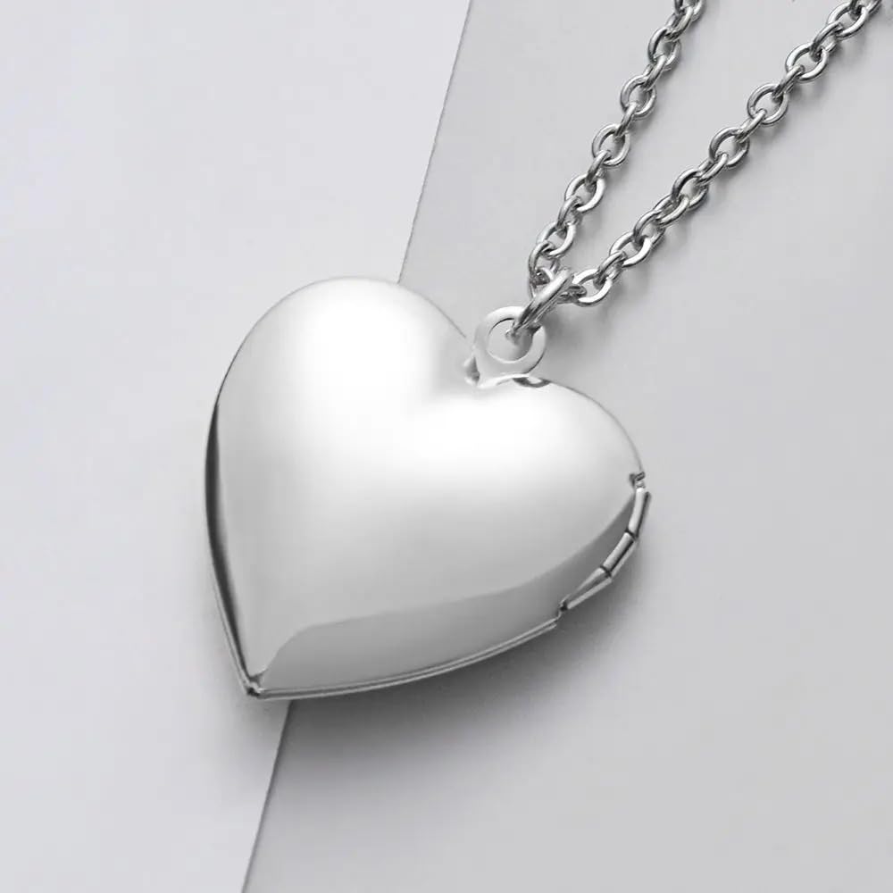 Collana con medaglione a cuore in argento sterling 925 da donna, collana con pendente a forma di foto, immagine che contiene immagini
