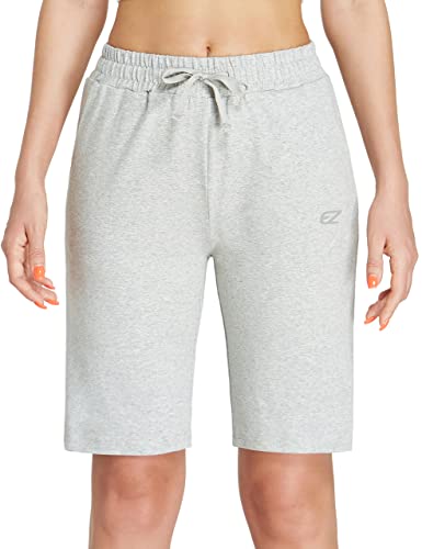 Ezrun Womens Bermuda Shorts Summer Sweat Shorts With Deep Pockets 10" Cotton Shorts For Women Gym Workout Grey #TOP1