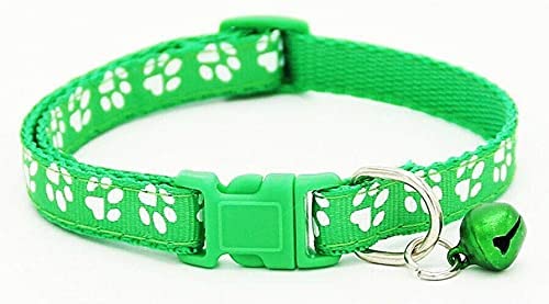 Woofy 10MM Adjustable Nylon Paw Print Design Cute Collar Easy Clip Buckle Bell Kitten with Bell for Dogs & Cat - (Green) (B0B647CHW7) Amazon Price History, Amazon Price Tracker