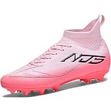 NINIKUA Mens Soccer Cleats Outdoor Professional Training Turf Football Boots Lightweight Breathable Youth Boys Athletic Training Sneakers for AG/FG Pink