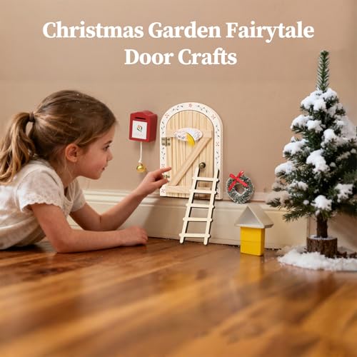 壁用フェアリードア - クリスマス 木製 クラフト用品 - 魔法 小型 アートドア 装飾 | 子供向け パーティー 正月 室内用