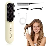 2026 Upgraded Cordless Straightening Brush,30s Fast Heat, 4 Temperature Settings, Ionic & Ceramic Care, 4000mAh USB-C Rechargeable, Creates Frizz-Free Styles for All Hair Types (Beige)