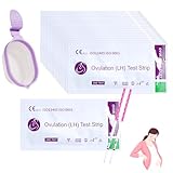 Lot de 30 bandelettes de test d'ovulation précises, kit de prédicteur d'ovulation LH avec gobelets d'urine réutilisables pour femme à la maison