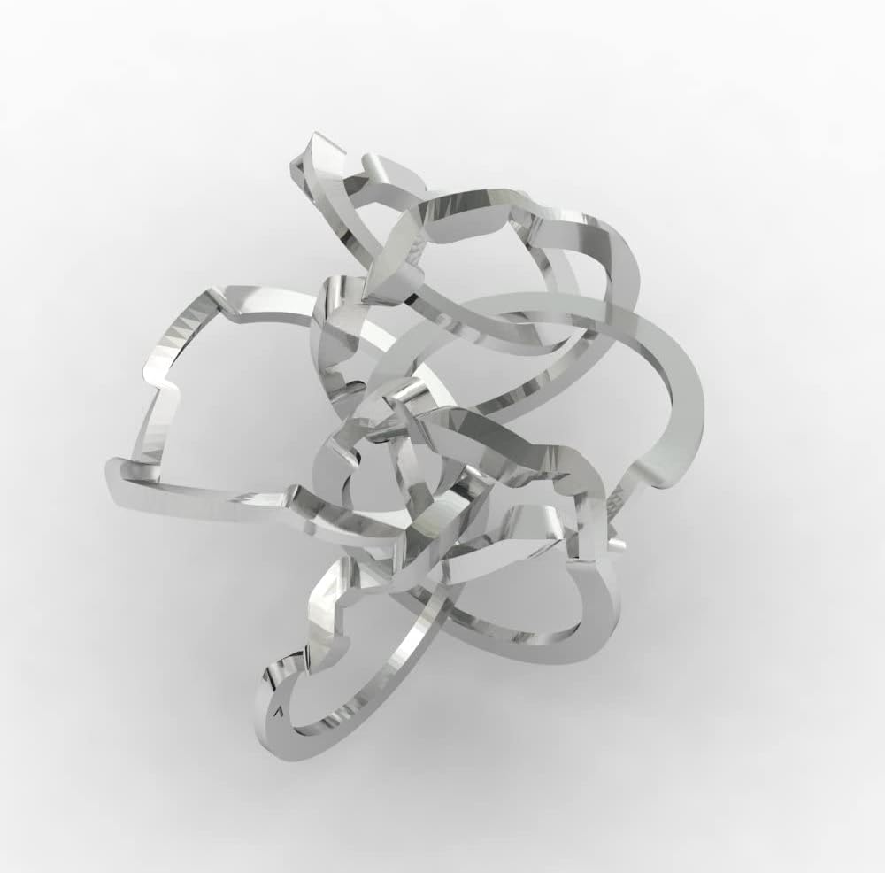 Puzzle Ring - Loopy Six Design, 925 Sterling Silver, Handmade Turkish Interlocking Knot Friendship Ring