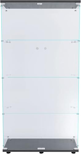 Miniatura 6 de Modernos estantes de cristal de 4 niveles con dos puertas con puerta de pie para encimera de vidrio Curio para sala de estar, dormitorio, oficina