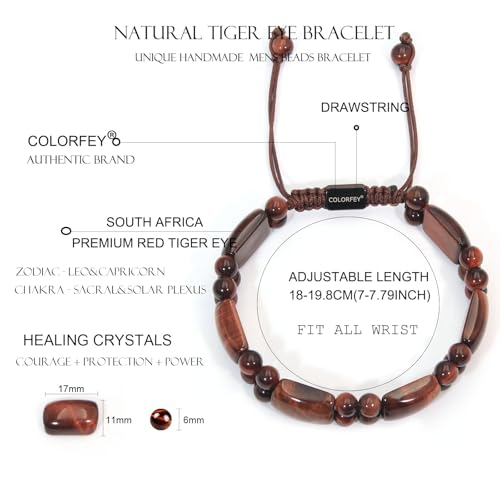 Pulsera para Hombre con Ojo de Tigre Rojo 8 in miniatura 5