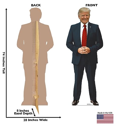 Image of Cardboard People President Donald Trump with Red Tie Life Size Cardboard Cutout Standup