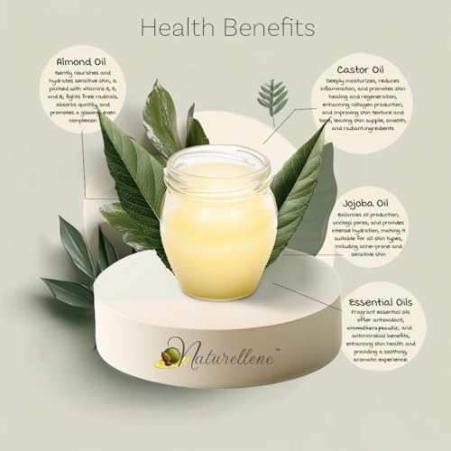 Naturellene Jasmine Natural Lotion, Body Moisturizer, Face Cream, No Petroleum Organic Castor Oil Organic Jojoba Oil Eye Makeup Remover Diaper Rash Cream Tattoo Aftercare in Glass - 6 fl oz