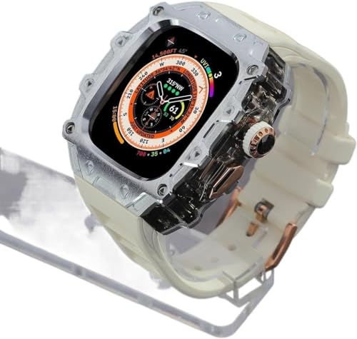 Boîtier en alliage luxe pour Apple Watch Ultra 2 avec bracelet caoutchouc premium