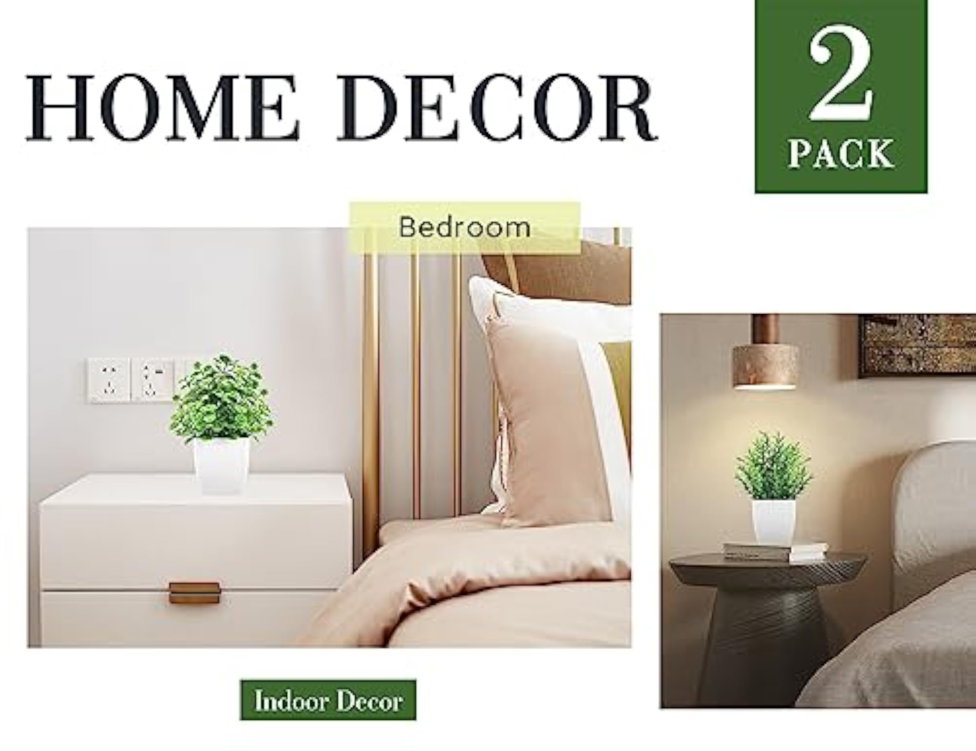 2 Packs Fake Plants for Home Decor