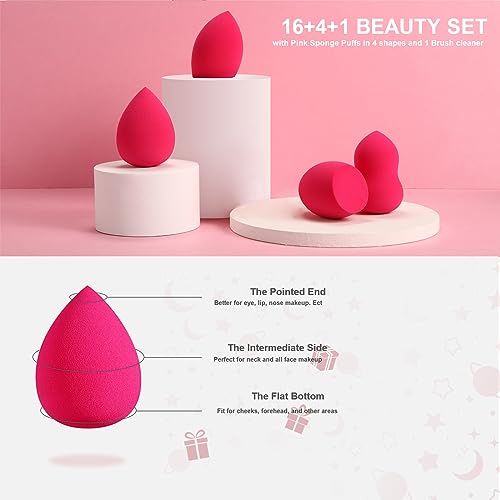 Pinselset Makeup FILY DUAIU 16-teiliges Make up Pinsel Set Rosa Schminkpinsel Set Enthält Lidschattenpinsel Foundation Pinsel mit Make up Schwamm Synthetische Haar Kosmetik Pinselsets