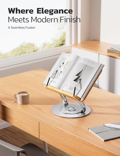 Nulaxy RS05 Bamboo 360 Rotating Book Stand For Reading, Adjustable Textbook Holder For Reading, Foldable Desktop Cookbook Stand thumb #1