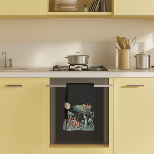 Miniatura 4 de Fantasy - Toallas De Cocina De Hongos De 24 X 14 Pulgadas, Toallas De Mano De Caracol De Bosque Misterioso Para Cocina, Hogar, Baño, Paño De Cocina De Microfibra Suave Absorbente, Regalo De Hongos